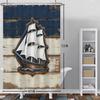 Nautical Theme Shower Curtain With Hooks Sailboat Anchor Seashells Starfish Waves Watercolour Art Modern Bathroom Curtain Decor