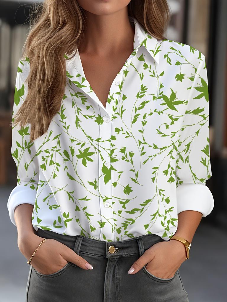 1116 Neues Damen Langarmshirt Sommer Europäischer und Amerikanischer Trend 1D Bedrucktes Hemd