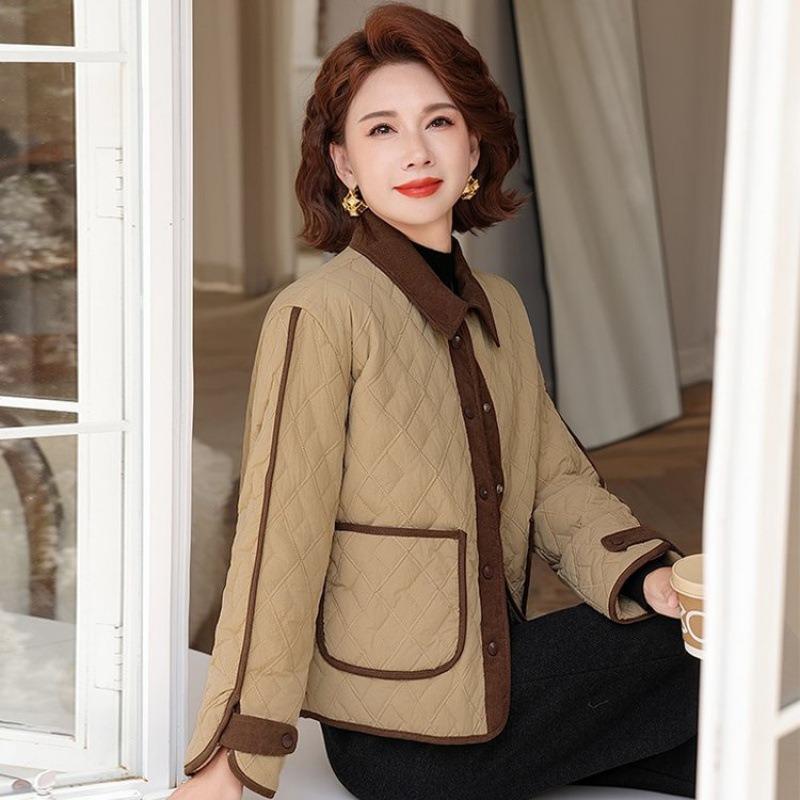 Color Matching Lapel Padded Coat Loose New Winter Warm Padded Jacket Padded Jacket Top Women