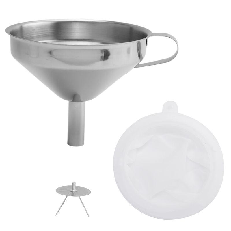 Praktische 5,1-inch 304 Roestvrij Staal Keuken Trechter Met 200 Mesh Voedsel Filter Zeef Voor Het Overbrengen Van Vloeistoffen, Olie, Maken J