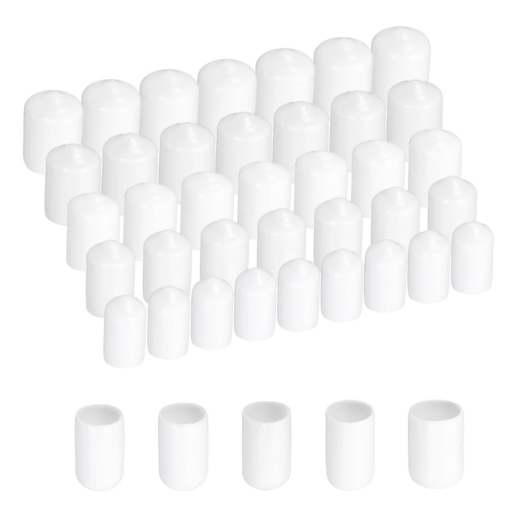 uxcell 50pcs Round Rubber End Caps Protection Caps 12mm 13mm 14mm 15mm 16mm White Screw Cover Protective Caps