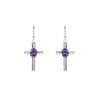 Sterling Silver Cross Earrings: Minimalist Red Garnet Religious Jewelry