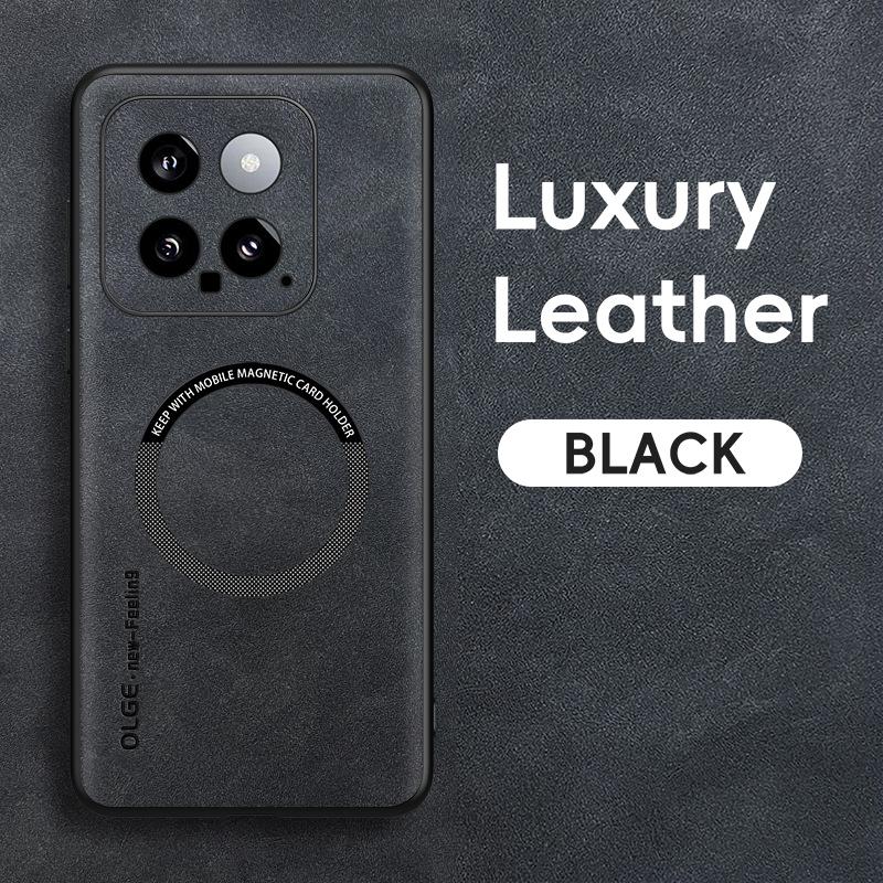 Kožený magnetický kryt na telefon pro Xiaomi 14 13 12S Ultra Ovčí kůže Matný zadní kryt pro Xiaomi 13T 11T 12 Pro 11 12 13 Lite 5G 12X