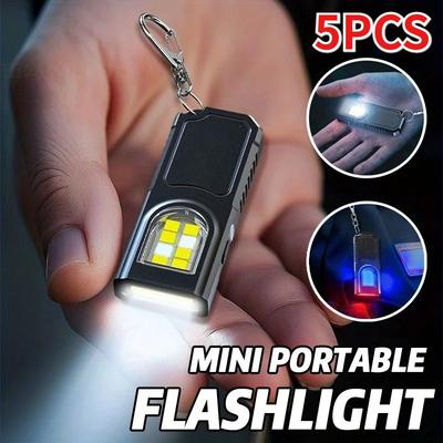 Mini Lanterna LED COB Potente de Chaveiro Recarregável USB-C Luz de Trabalho Pendurável Impermeável Argola de Chave Camping Caminhada Lâmpada de Bolso