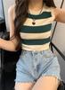Knitted striped small suspender vest for women's summer wear, sweet and spicy girls short sleeveless student top
