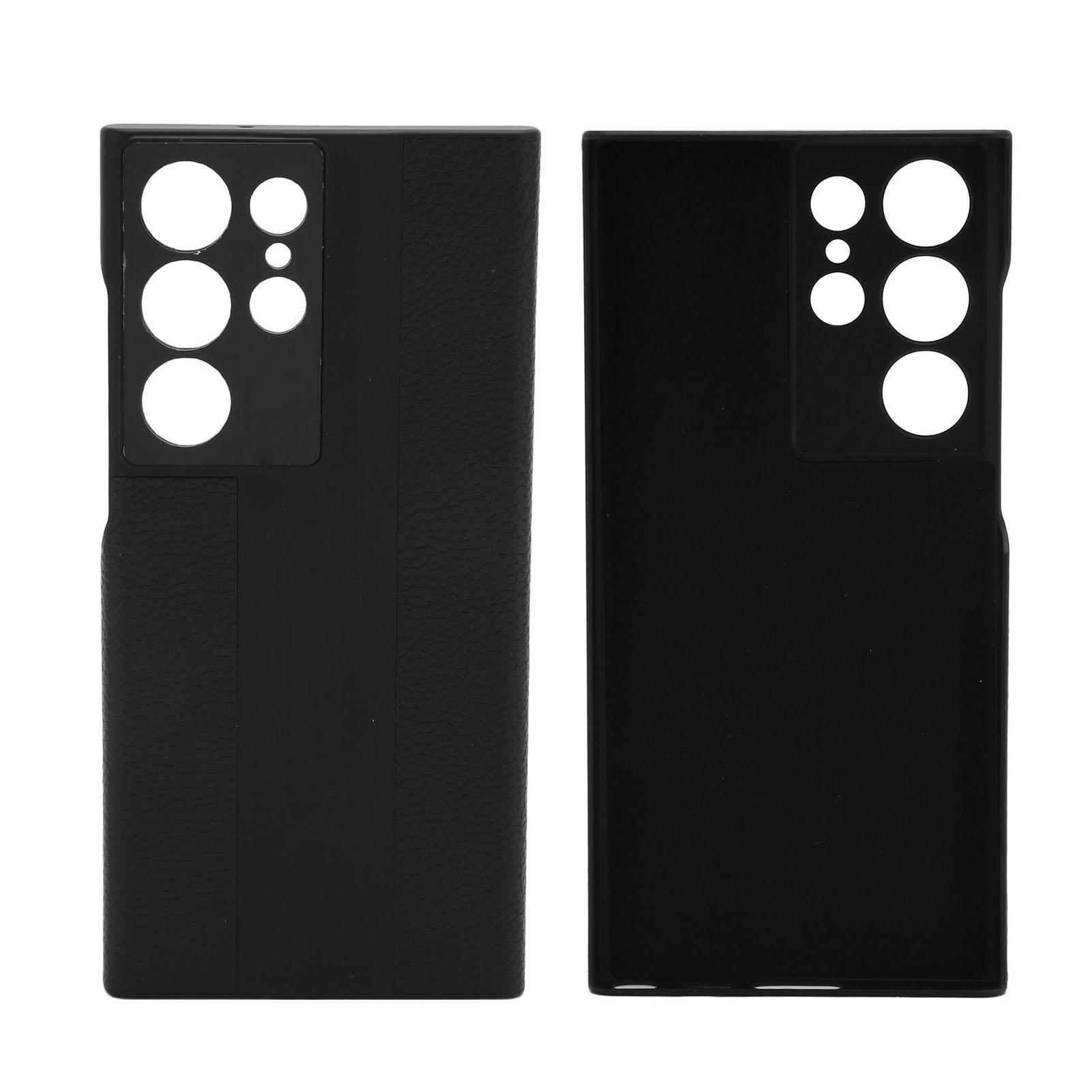 Чехол для телефона S23 Ultra Черный ПК Кожаный Защитный чехол для смартфона Простой Стильный Корпус для мобильного телефона