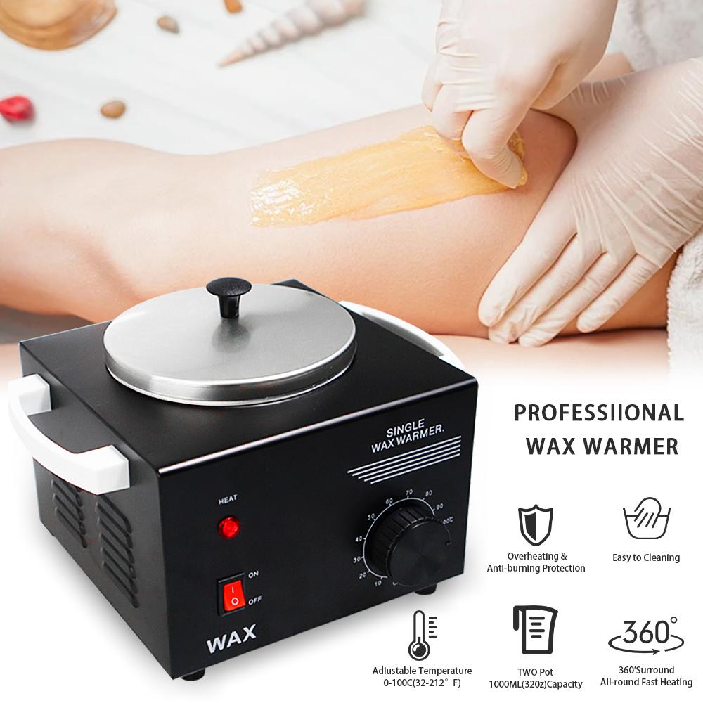 Single Pot Professional Electric Wax Heater Machine Facial Skin SPA Equipment with Adjustable Temperature Set with Wood Craft Sticks(50 Pcs)