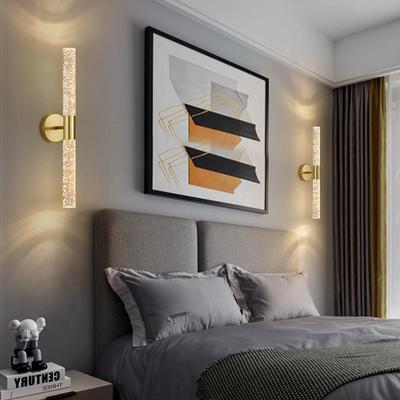 Moderne goldene Wandleuchte LED Acryl Nachttischlampe für Wohnzimmer Schlafzimmer Arbeitszimmer Balkon Dekor Lampe