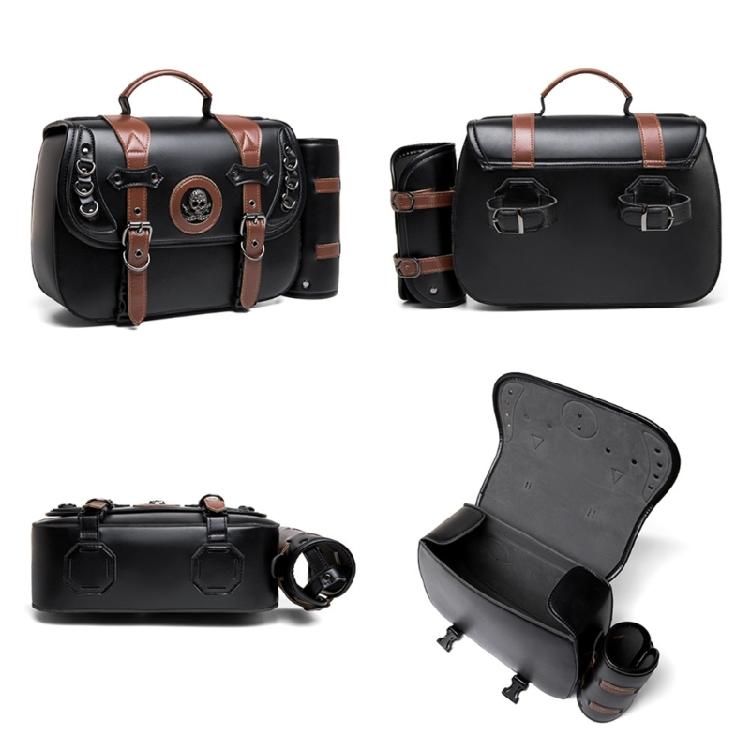 Vintage Style Motorcycle Saddlebags PU Leather Waterproof Side Bag Large Capacity Saddlebags Easy Carrying for Bike 
