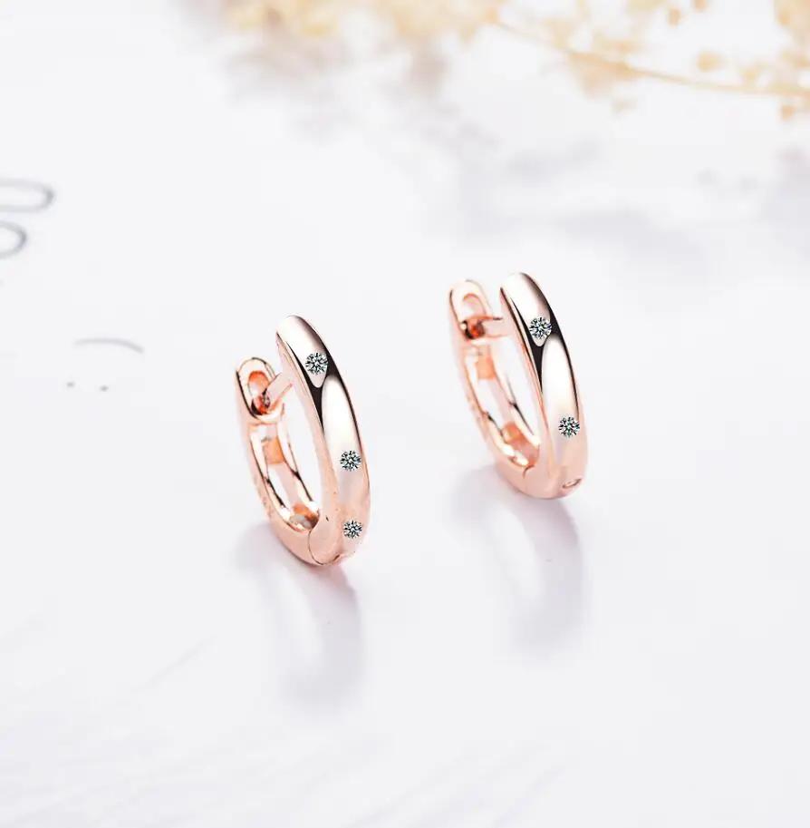 Real 925 Sterling Silver Circle Hoop Earrings Fashion Jewelry for Women Female High Quality