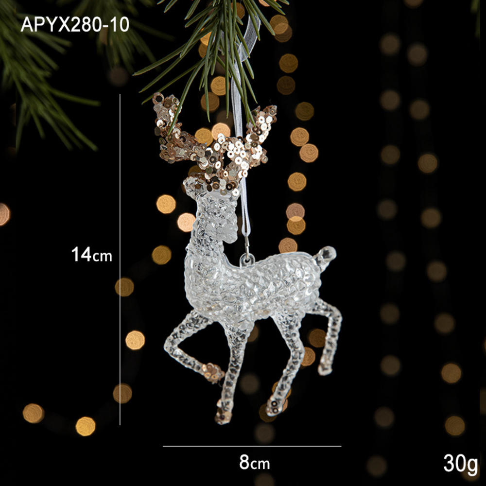 Acrylic Acrylic Snowflake Icicle Ornaments White Lifelike Drop Pendants Crystal Christmas Deer Pendant Xmas Tree New Year 2025