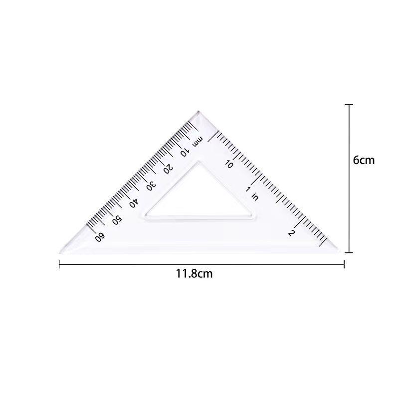 Plastic Transparent Triangle Ruler & Set Square - Student Drawing Tool Set