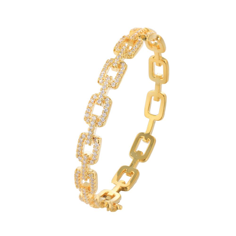 Light Luxury Micro-Inlaid Zircon Hollow Square Splicing Bracelet Full Of Diamonds High-End Chain Bracelet Jewelry
