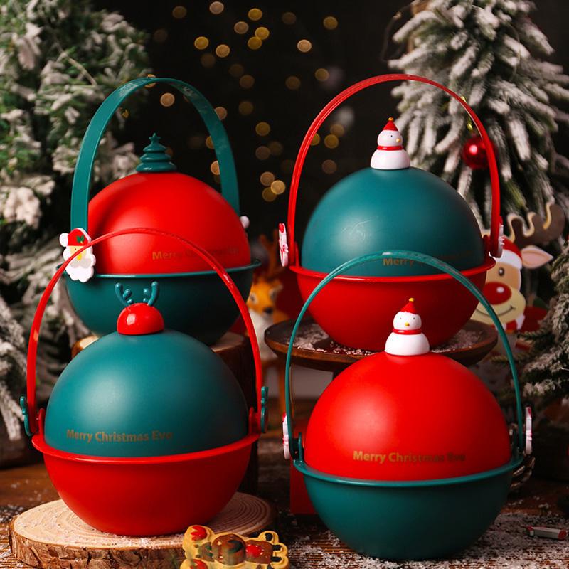Portable Christmas Gift Box Eve Apple Packing Bag Santa Candy Snack Storage Bucket for Home Xmas Holiday New Year Party Supplies