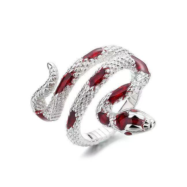 Unisex Adjustable Dark Gothic Serpent Ring In Titanium Steel