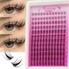 QIUNING Manga Lash Clusters Kit Cat Lashes with Lash Bond & Seal Cluster Eyelash Extensions Mixed Tray Eyelash Clusters Kit
