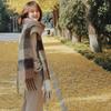 Rainbow Scarf Women's Winter Shawl Couple Colored Plaid Warm Thickened Ins Trendy Cute Girl Student Versatile