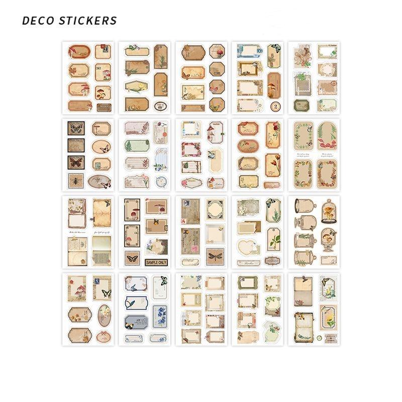 20 Sheets Sticker Book, Nature Theme Sticker Booklet, Vintage Deco Stickers, Scrapbooking Sticker, Bullet Journal Sticker