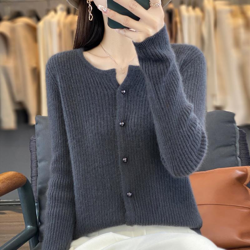 QingHe Kaschmir Damen 30% Kaschmir Cardigan - Weicher & Warmer Wollmischungs Pullover