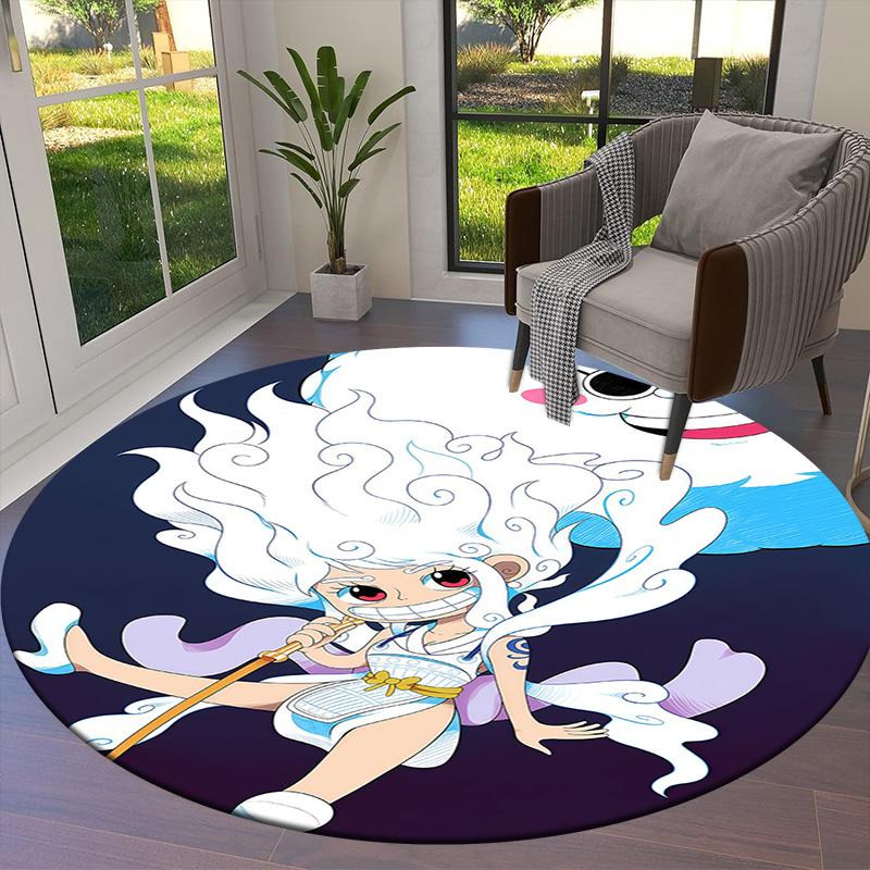 One Piece Gear Round Area Rug Carpet Rug For Living Room Bedroom Sofa Playroom Decor Nonslip Floor Mat