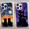 Étui souple pour iPhone 16e 11 12 13 Pro Max 14 15 16 Plus Art Van Gogh Chat