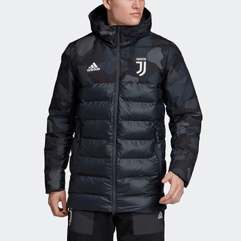 Adidas Jachetă din bumbac, cu glugă, cu glugă, bloc de culoare Juventus, pentru bărbați, îmbrăcăminte exterioară Albastru DX9202