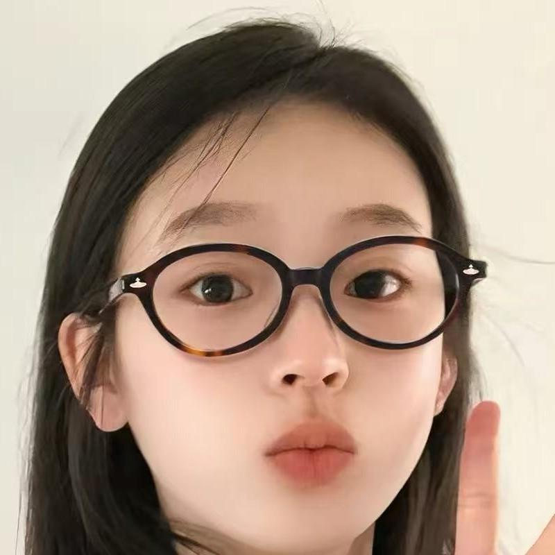 Coconut Diary Empress Dowager Nerd Glasses Female No Face Ultra Light Oval Hawksbill Frame Myopia Degree Can Be Matched