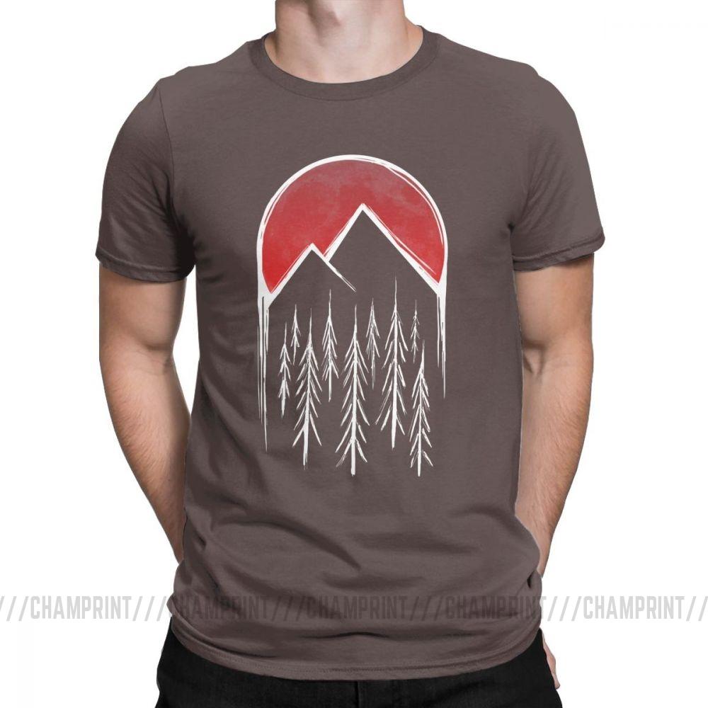 Twin Peaks T Shirts Men Red Pine Tree Moon High Quality Tops Short Sleeve