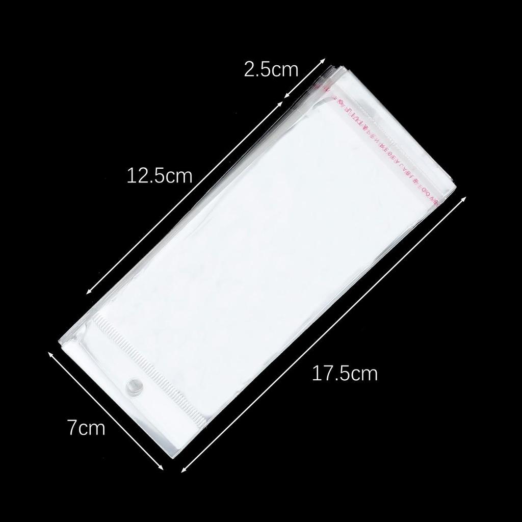 100pcs Transparent Self Adhesive Seal Plastic Storage Bag OPP Poly Pack Bag With Hang Hole Retail Packaging Pouch