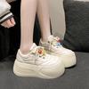 Fashion 7CM Spring Women Chunky Leather Sneakers High Platform Female Trainers Wedge Casual Shoes New Autumn Lace-up Sports Shoes Woman