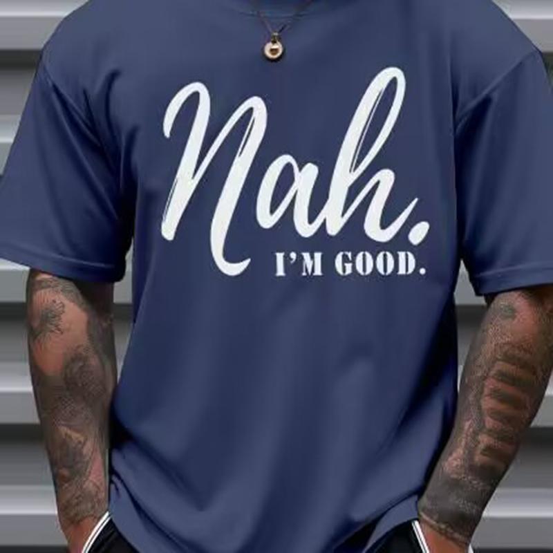 Мужская модная футболка с коротким рукавом и круглым вырезом, с принтом букв на рукаве, хлопковый топ S темно-синий