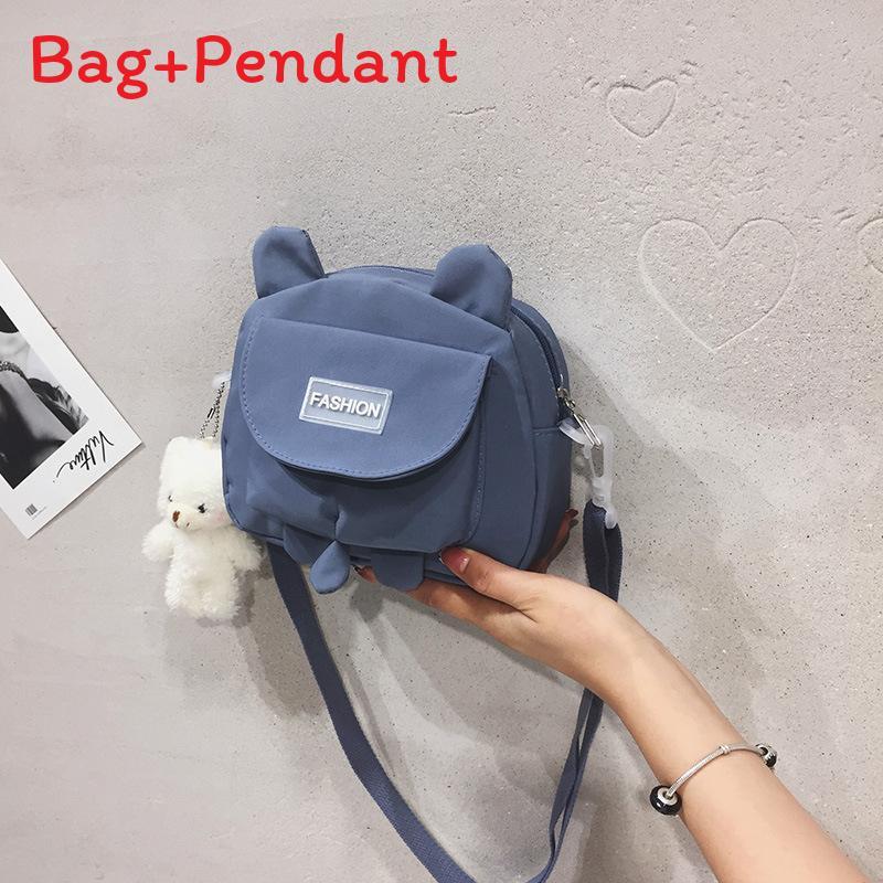 

Cute Bear Canvas Crossbody Bag For Girls With Zipper Closure And Cell Phone Pocket