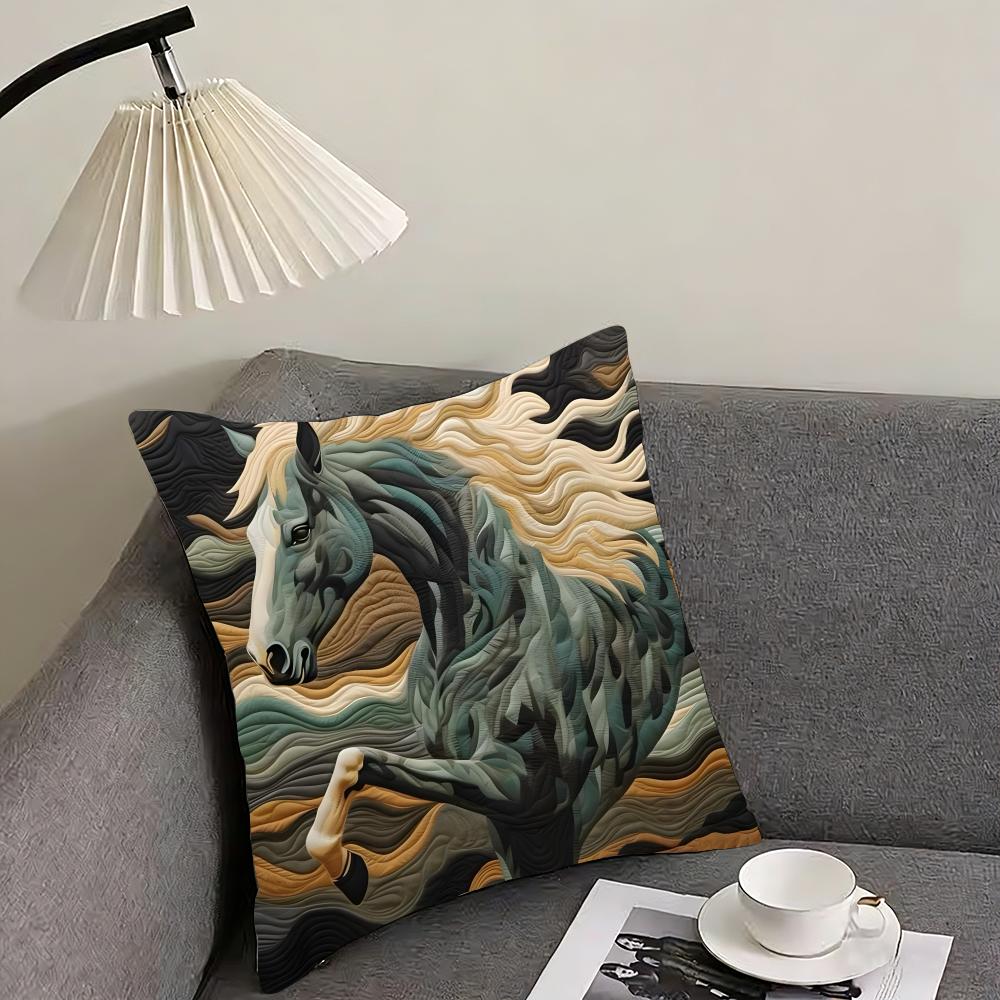 Printing Stylish Horse Fashion Cushion Cover Pillowcase Ultra Soft Skin Friendly Fabric Cloud Like Comfort  Concealed Zipper