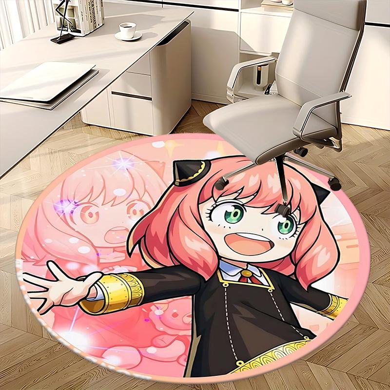 Anime Character,Pink Hair Girl Chair mat Round Rug Office carpet, Non slip, Suitable for Living Rooms, Bedrooms,Decor1205884a