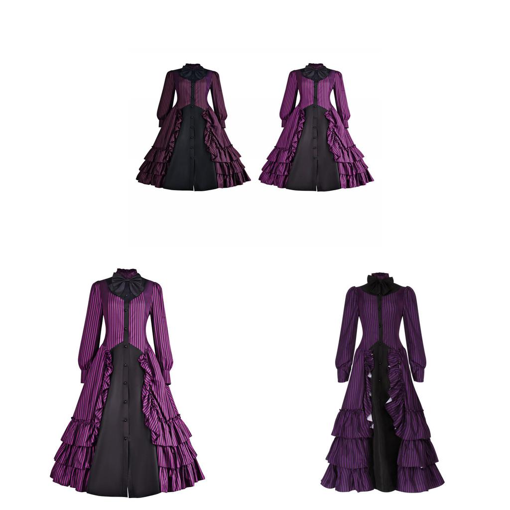 Abito Ruffled Medievale Gotico Vintage Costume Cosplay Per Eventi A Tema