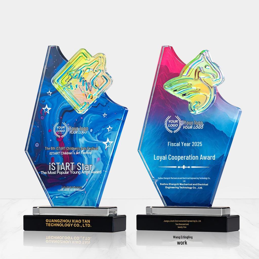 Customized Five-Pointed Star Crystal Trophy for Company Annual Meeting: Award for Outstanding Employee Achievement