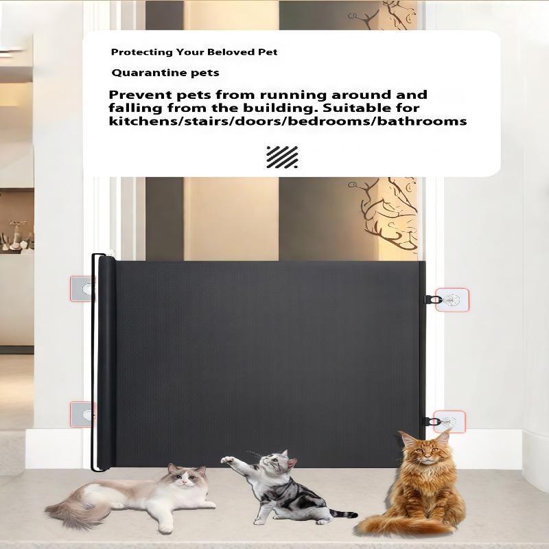 Safety Pet Mesh Fence Cat Gate Retractable Safety Gates For Pets No Drilling Barrier Childproofing For Small Medium Large Breeds