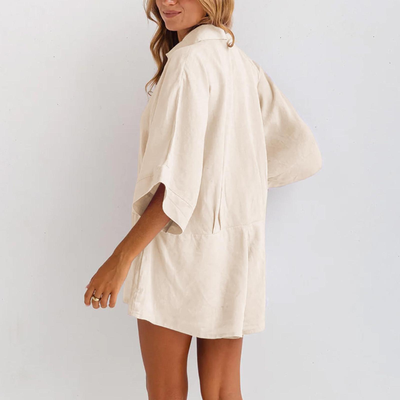 Летние комбинезоны с короткими рукавами для женщин — фото 5