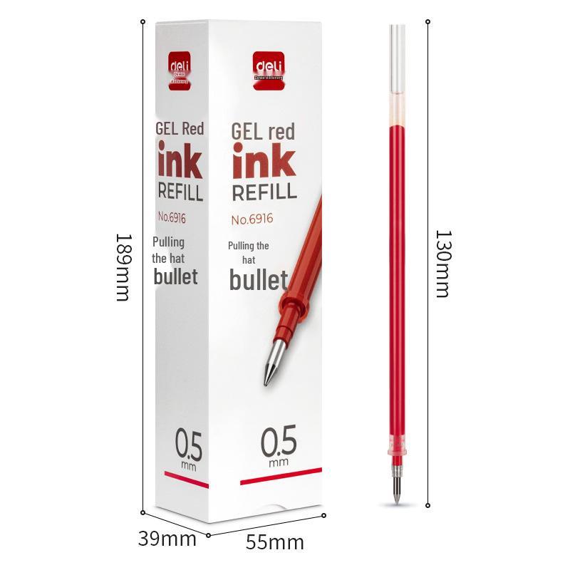 

Deli 6916 Gel Pen Refills: Black, Red, Blue, 0.5mm Bullet Tip 0.5mm [20 pieces/box]