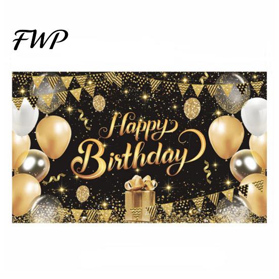 Birthday Party Decoration Happy Banner Backdrop, Photo Background Cloth for Celebration, Reusable Bunting Flag Decor Kids Women, Supplies Double-sided