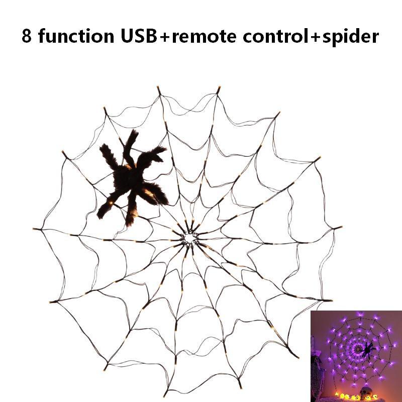 Halloween Led String Light Spider Web Ghost Festival Atmosphere Light For Haunted House Party Decoration Colorful Lighting