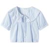 TonLion Women's Lace Collar Short Sleeve Shirt