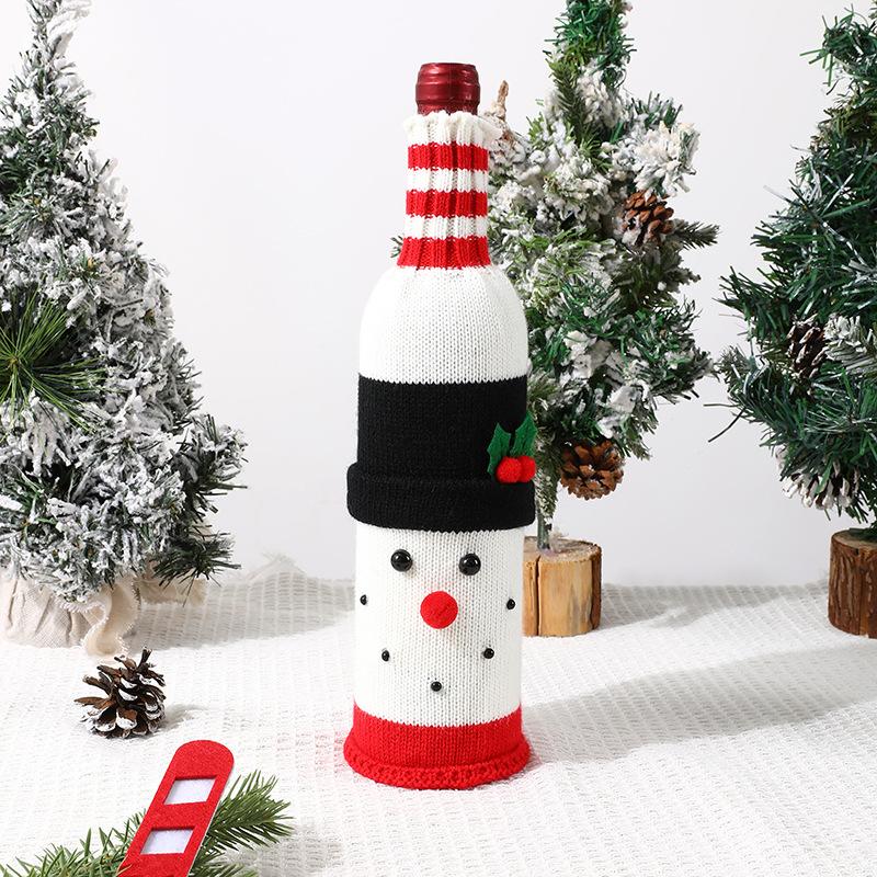 

Christmas Bottle Sleeves for Champagne & Wine - Creative Wine Covers for Hotels, Dining Tables & Restaurants - New Holiday Decorations Snowman Style