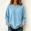Maglione camicetta casual da donna a maniche lunghe tinta unita con scollo rotondo