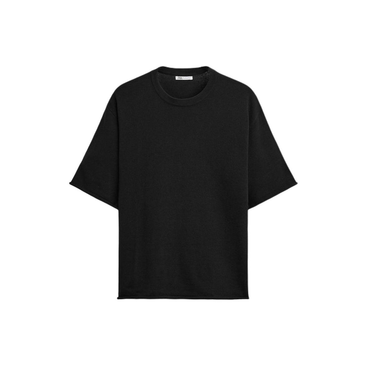 

Zara Solid Color Comfortable Crew Neck Short Sleeve Casual T-Shirt Men tops Black 2621411-800 M