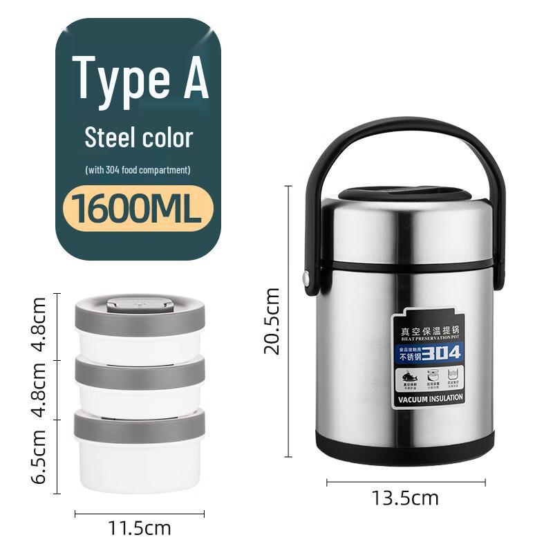 Jingxun 1.6L 3-Layer 304 Stainless Steel Vacuum Insulated Bento Lunch Box