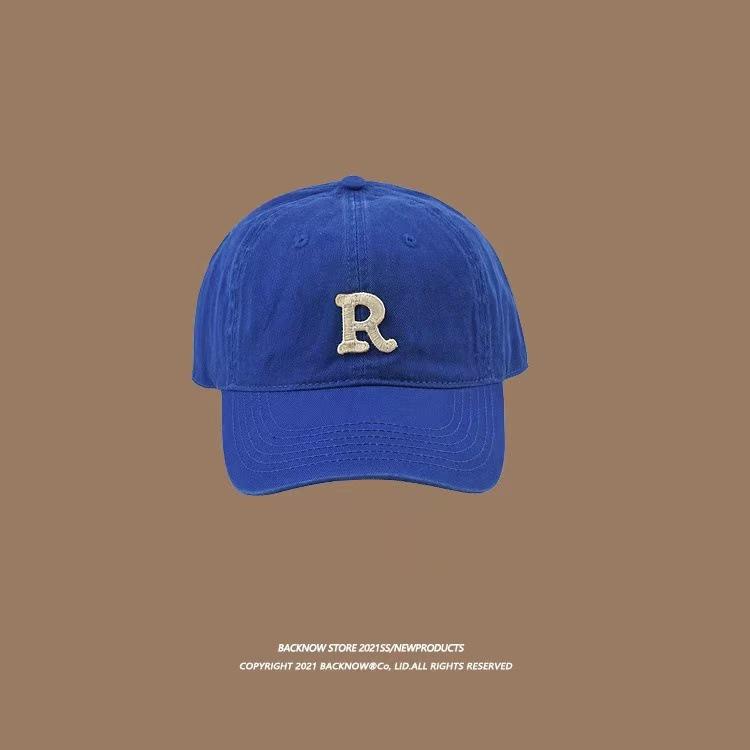 Versatile Large Head Baseball Cap: Solid Color, Deep Crown, Wide Brim, Embroidered Letter Design