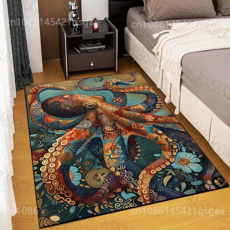 

Multiple sizes Colorful octopus art illustration Carpet for Living Room Bedroom Home Decor Rug Non-slip Floor Mat Luxury Gift 40cm x 60cm