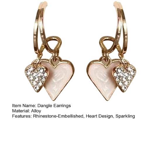 Love Heart Dangle Earrings Women Rhinestone Heart Drop Earrings Sparkling Earrings Valentine's Day Anniversary Gift for Her