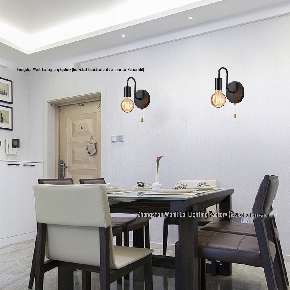 European Style Wrought Iron Wall Lamp - Creative Retro Design for Living Room, Bedroom & Bedside